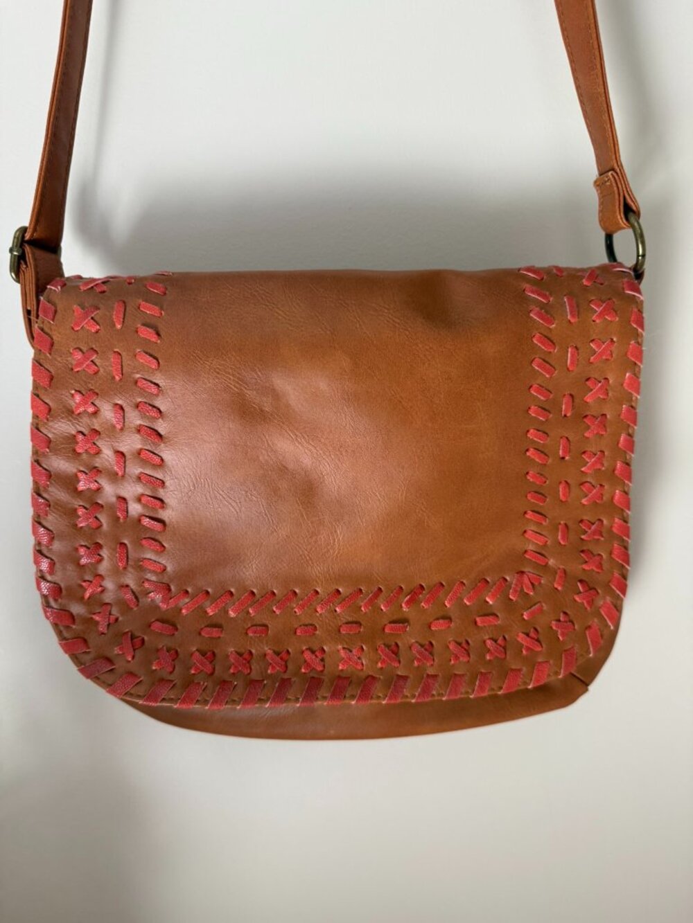 Aldo Brown Whipstitch Crossbody Bag